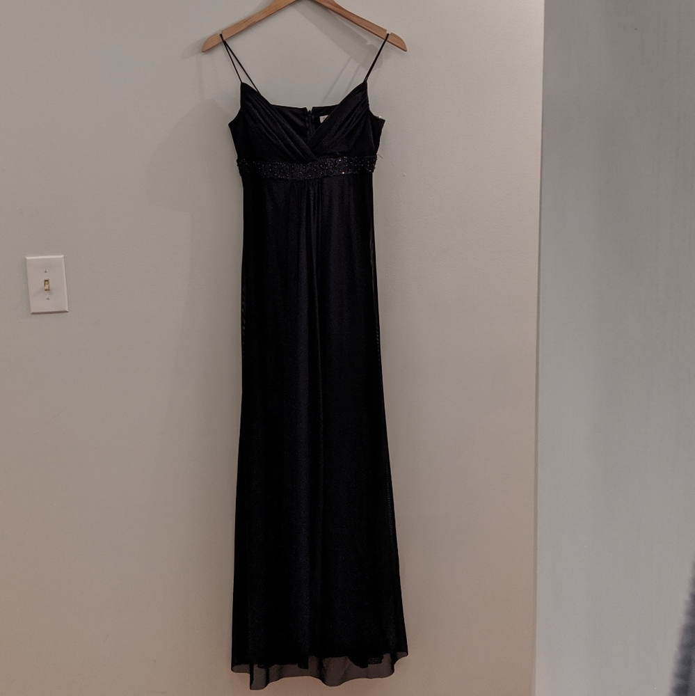 Full Length Prom Formal Dress Black Beading